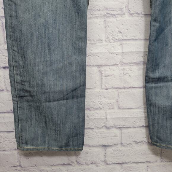Levis 514 Slim Straight Jeans Size 34x35 Faux Flap Pockets Silver Blue Wash - Picture 5 of 10